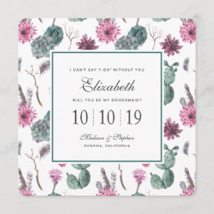 Boho Cactus, Succulent & Floral - Bridesmaid Invitation