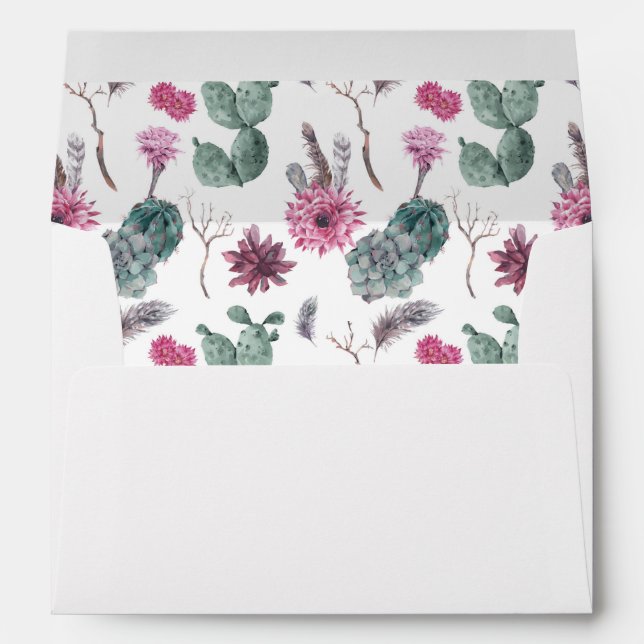 Boho Cactus, Succulent & Floral -  Wedding Envelopes (Back (Bottom))