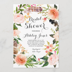 Boho cactus succulents Bridal Shower Invitation