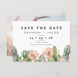 Boho Cactus Succulents Wedding Save The Date Card
