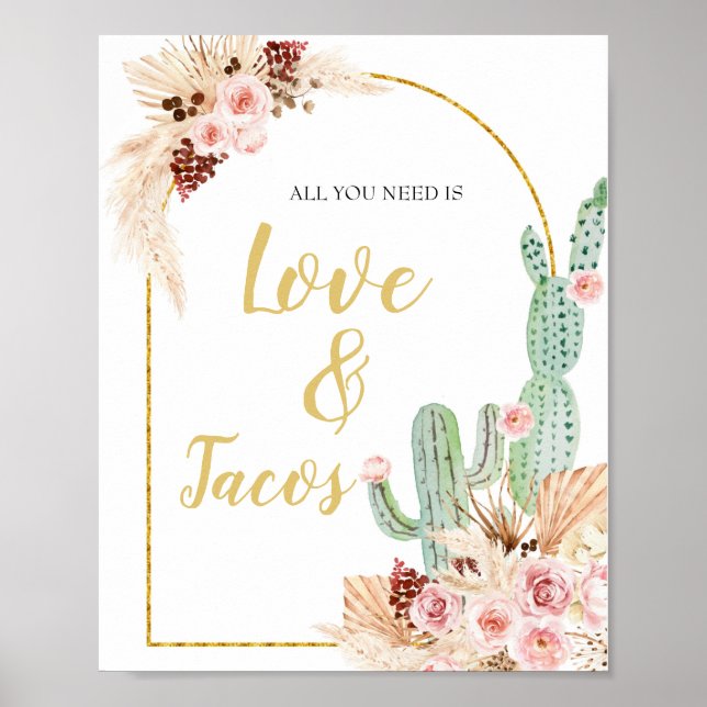 Boho Cactus Taco bout All you need is love & Tacos Poster (Front)