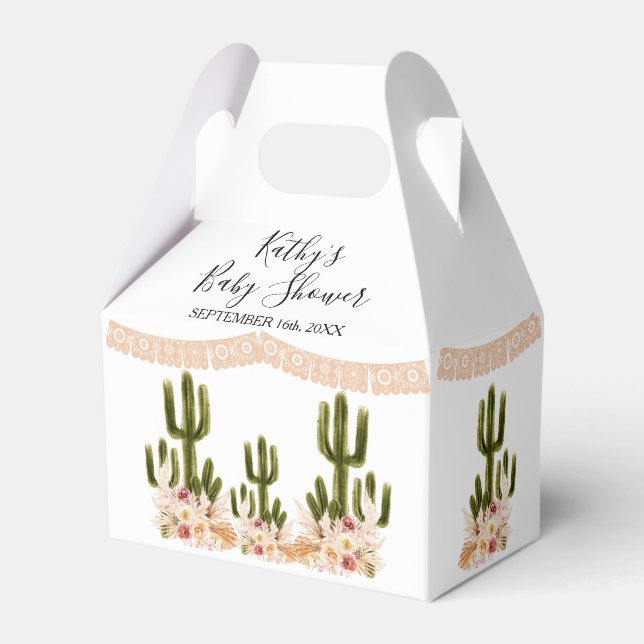 Boho Cactus Taco Bout Love Baby Shower Favor Box (Front Side)