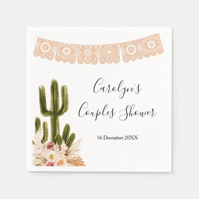 Boho Cactus Taco bout Love Couples shower Napkin (Front)
