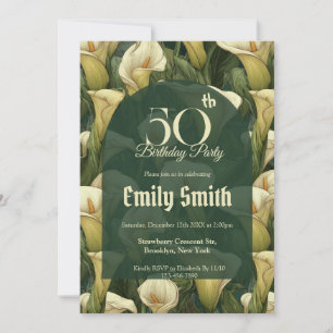 Boho Call Lilies Charm Milestone Birthday Invitation