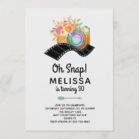 Boho Camera & Florals Watercolor Birthday