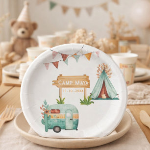 Boho camping birthday party Paper Plate