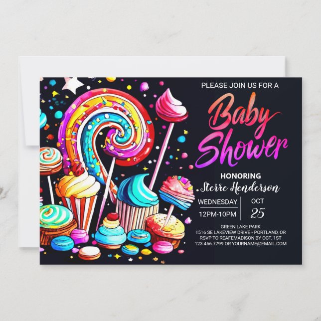 Boho Candy Sweet Celebration Baby Shower Invitation (Front)