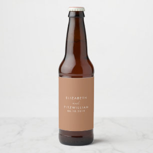Boho Caramel Mocha Wedding Beer Bottle Label