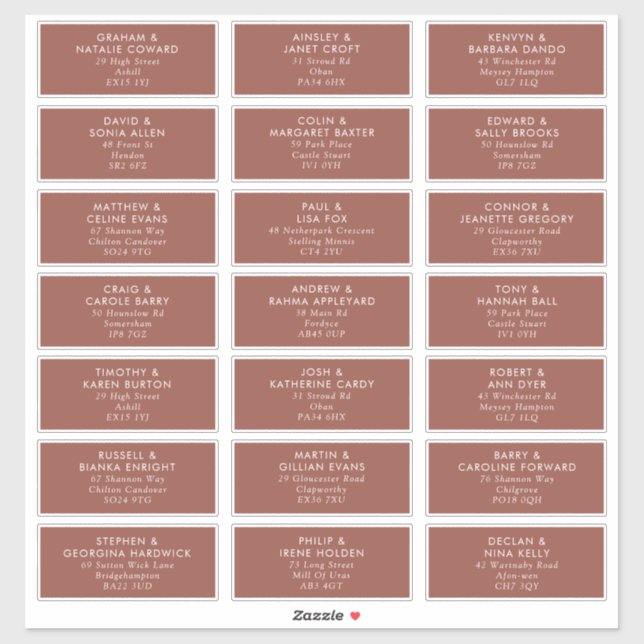 Boho Caramel rouille érable Étiquettes de adresse  (Feuille)