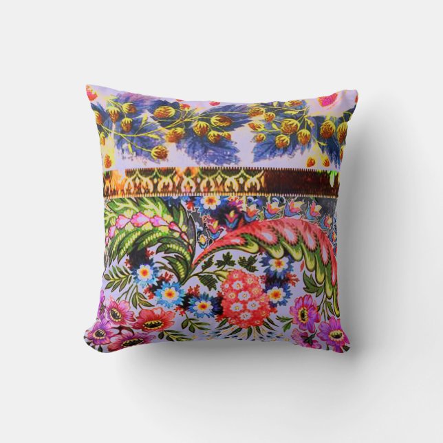 Boho Caravan Customizable Throw Pillow (Front)