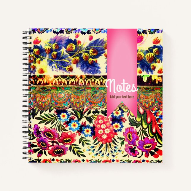 Boho Caravan Pink Notebook (Front)