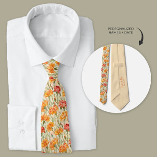 Boho Carnation Wedding Neck Tie