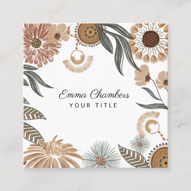 Boho Carte de visite floral tropical (Devant)