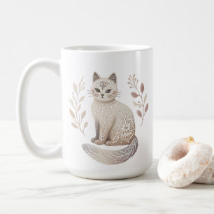 Boho Cat Mug Élégant minimaliste Feline Coffee Cup