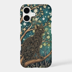 Boho cat starry night sky woodland forest