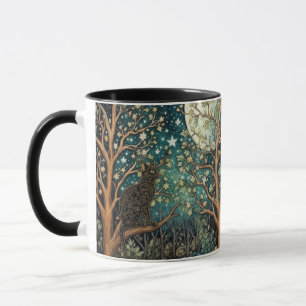 Boho cat starry night sky woodland forest mug