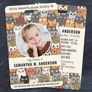 Boho Cats Custom Modern Photo Child Identification Badge