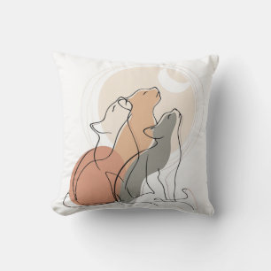 Boho Cats Howling Square Accent Pillow