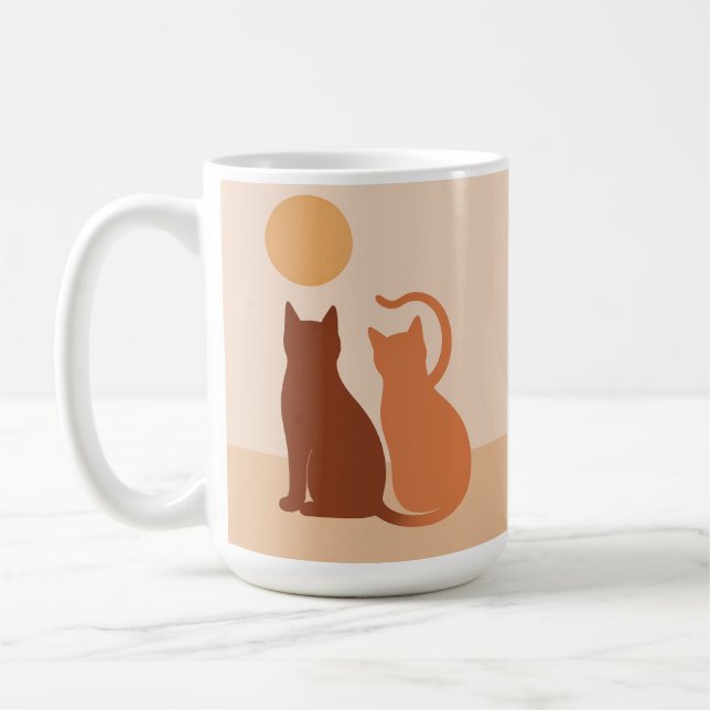 Boho Cats Sunset Desert Coffee Mug (Left)