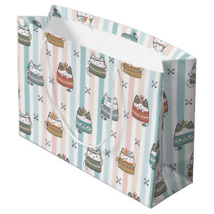 Boho Cats Tribal Pattern Large Gift Bag