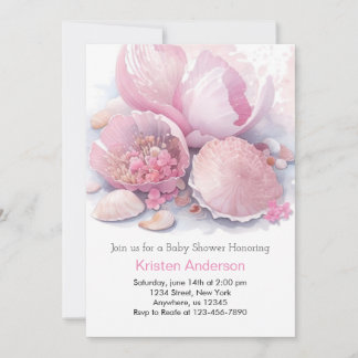 Boho Celebration by the Ocean Girl Baby Shower Invitation