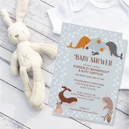 Boho Celestial baleines Boy Baby shower Invitation