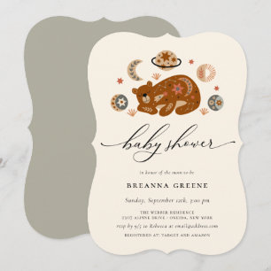Boho Celestial Bear Baby Shower Invitation