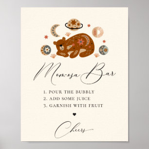 Boho Celestial Bear Mom-osa Bar Poster