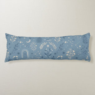Boho Celestial Botanical Dusty Blue Bedding Body Pillow