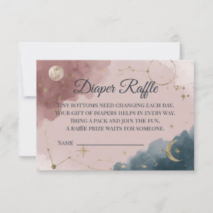 Boho Celestial Diaper Raffle Card Gold Moon