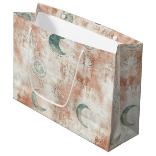 Boho Celestial Floral Moon Pattern (10) Large Gift Bag