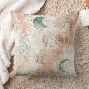 Boho Celestial Floral Moon Pattern (10) Throw Pillow