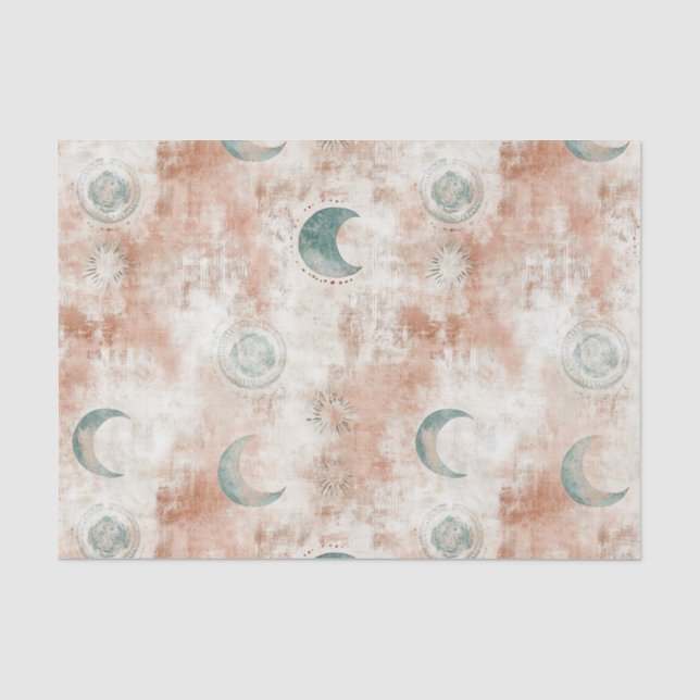 Boho Celestial Floral Moon Pattern (10) Tissue Paper (Front)