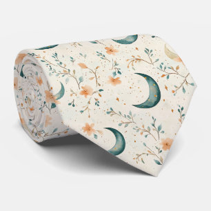 Boho Celestial Floral Moon Pattern (1) Tie