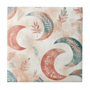 Boho Celestial Floral Moon Pattern (2) Tile