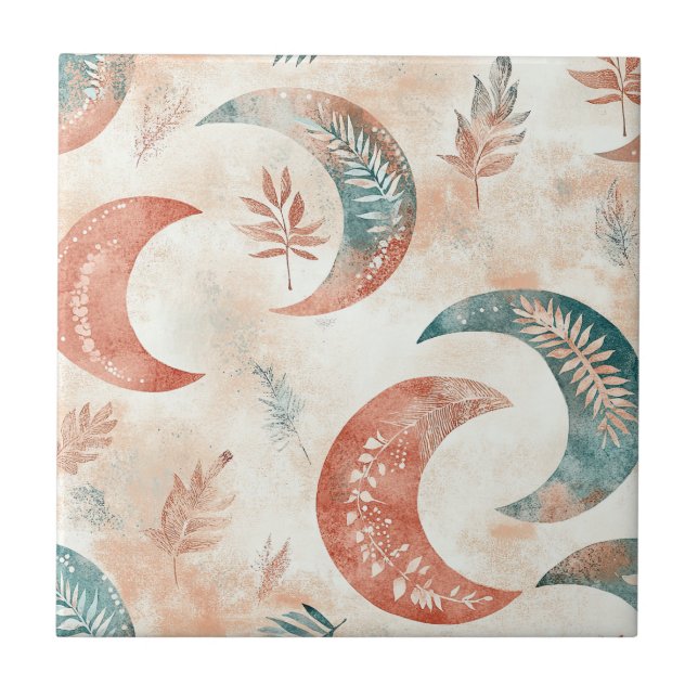 Boho Celestial Floral Moon Pattern (2) Tile (Front)