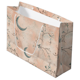 Boho Celestial Floral Moon Pattern (3) Large Gift Bag