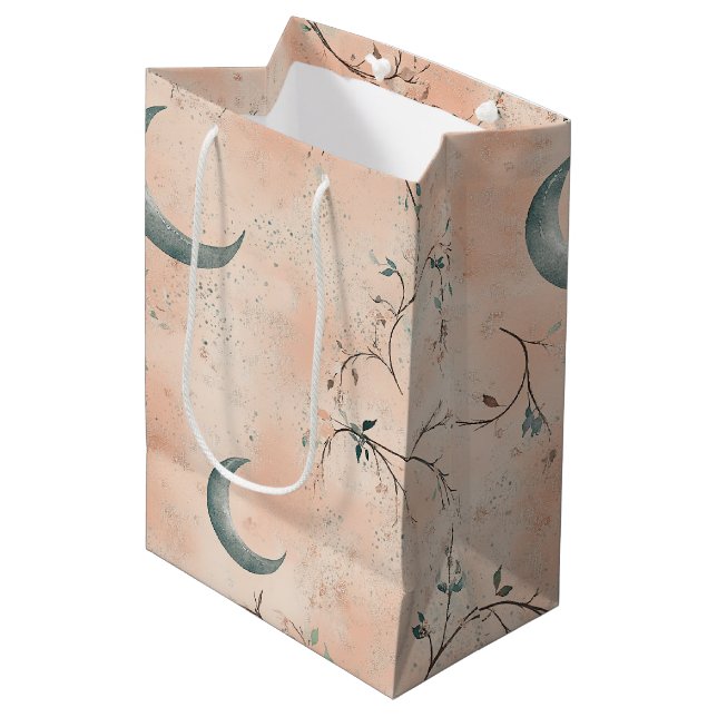 Boho Celestial Floral Moon Pattern (3) Medium Gift Bag (Front Angled)