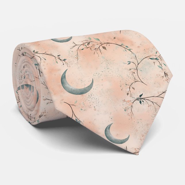Boho Celestial Floral Moon Pattern (3) Tie (Rolled)