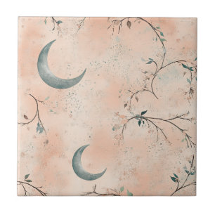 Boho Celestial Floral Moon Pattern (3) Tile