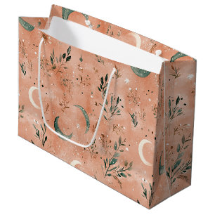 Boho Celestial Floral Moon Pattern (4) Large Gift Bag