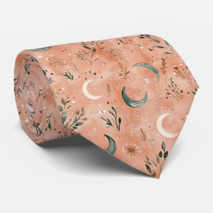 Boho Celestial Floral Moon Pattern (4) Tie