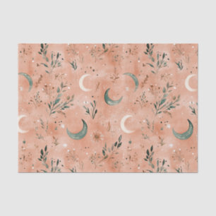 Boho Celestial Floral Moon Pattern (4) Tissue Paper