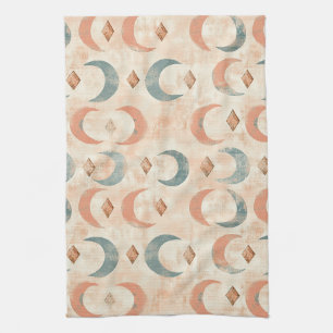 Boho Celestial Floral Moon Pattern (6) Kitchen Towel