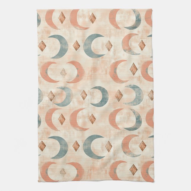 Boho Celestial Floral Moon Pattern (6) Kitchen Towel (Vertical)