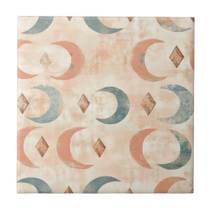 Boho Celestial Floral Moon Pattern (6) Tile