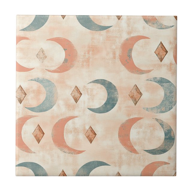 Boho Celestial Floral Moon Pattern (6) Tile (Front)