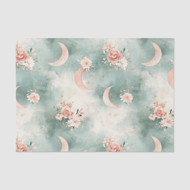 Boho Celestial Floral Moon Pattern (7) Tissue Paper (Front)