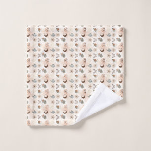 Boho Celestial Floral Pattern Wash Cloth