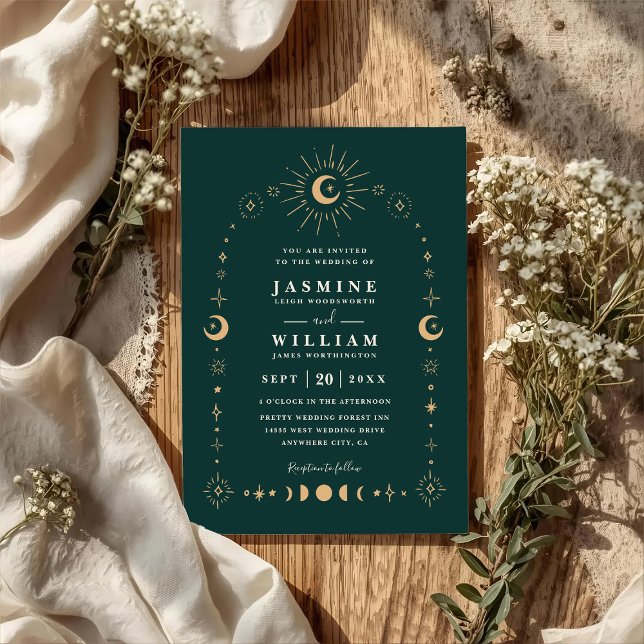 Boho Celestial Galaxy Moon Night QR Code Wedding Invitation (Creator Uploaded)